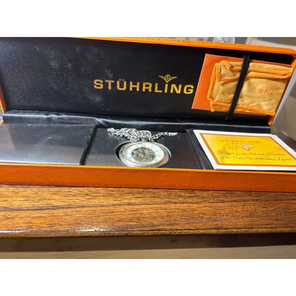 Stührling Original Vintage Skeleton Pocket Watch (Model 6053)